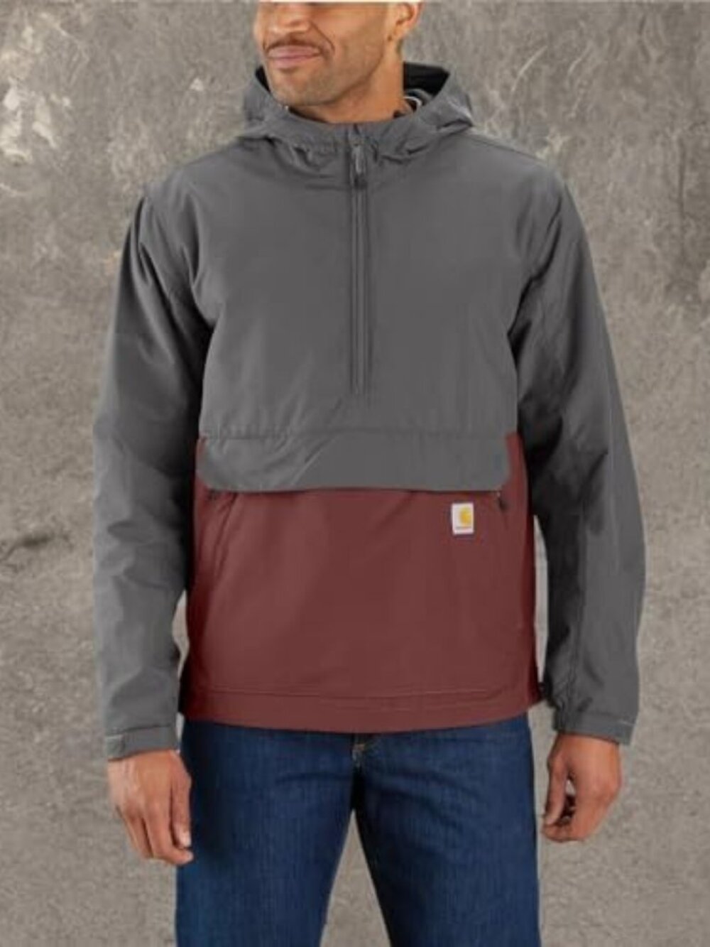 Carhartt Men's Brown Gray Rain Defender Light Packable Rain Jacket Size L